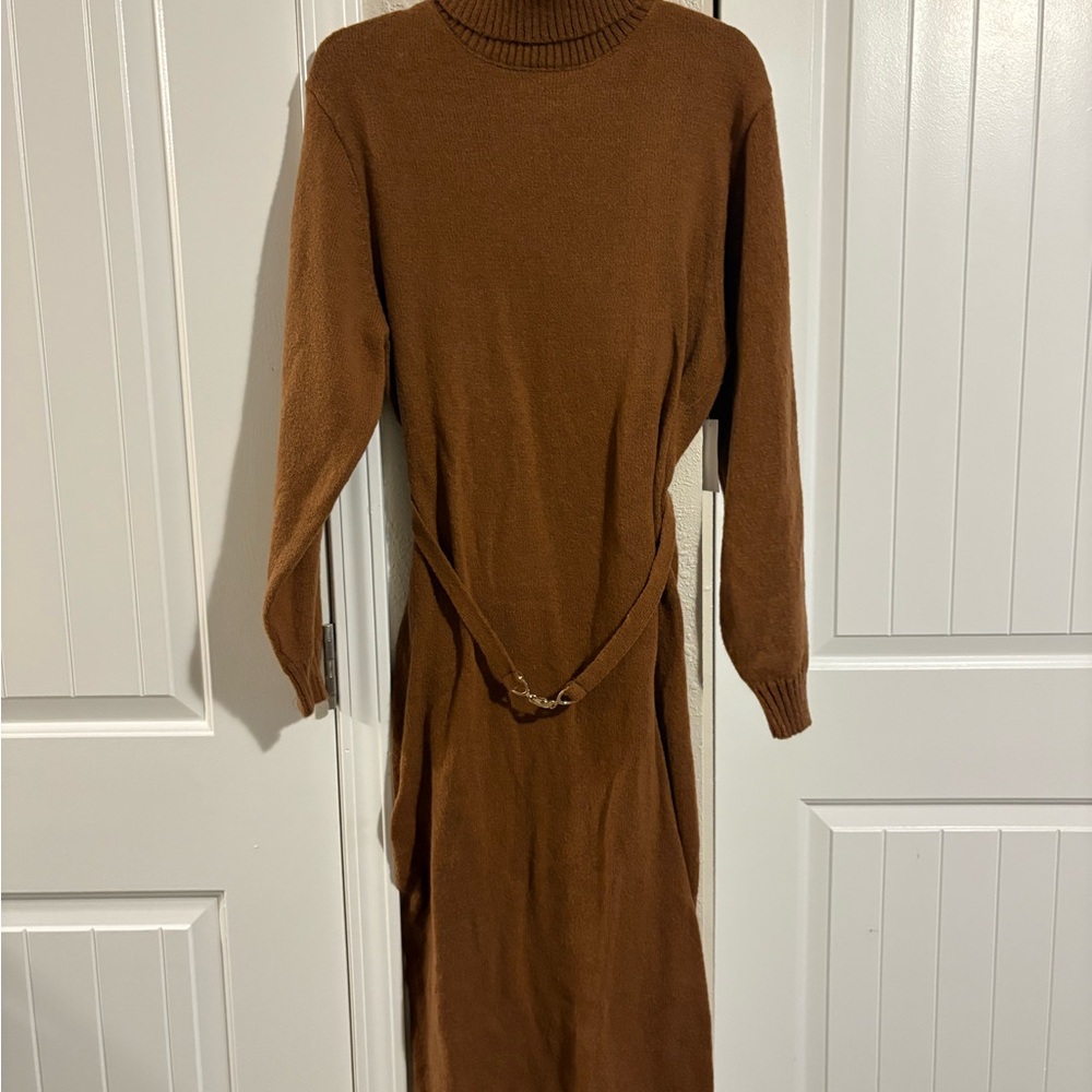 Saks Fifth Avenue Long Sleeve Brown Dress